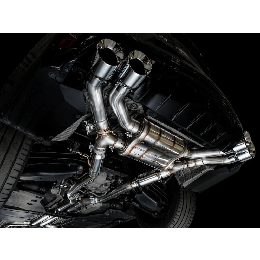 AWE Tuning 2021+ Cadillac CT4-V Blackwing SwitchPath Exhaust - Chrome Silver Tips - product view 11 - AWE part 3025-42436