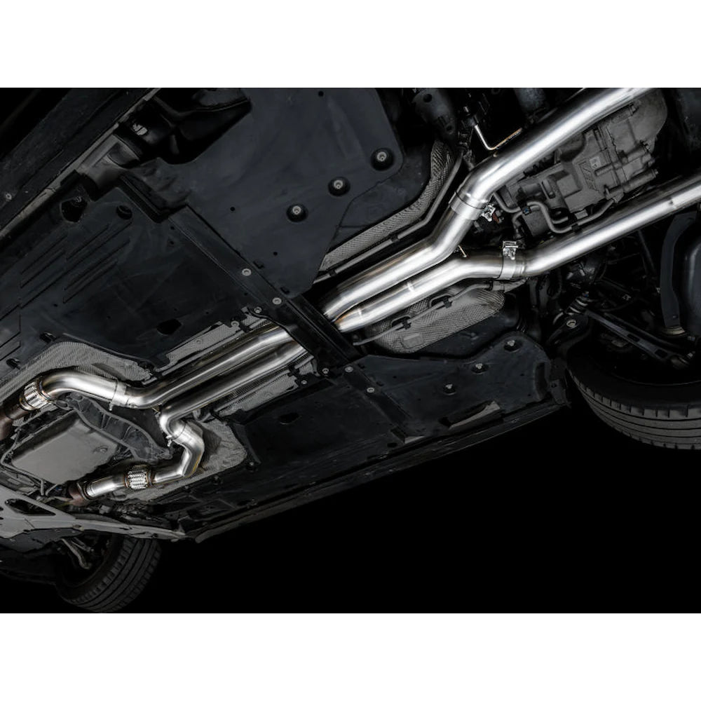 AWE Tuning 2021+ Cadillac CT4-V Blackwing SwitchPath Exhaust - Chrome Silver Tips - product view 12 - AWE part 3025-42436