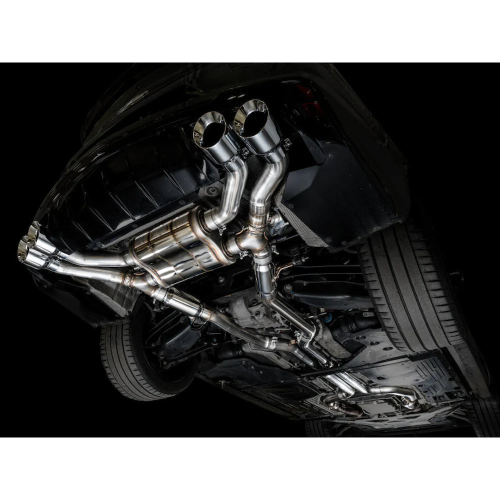 AWE Tuning 2021+ Cadillac CT4-V Blackwing SwitchPath Exhaust - Chrome Silver Tips - product view 14 - AWE part 3025-42436
