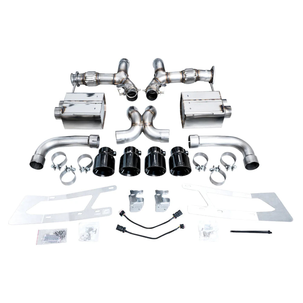 AWE 2023 C8 Corvette Z06 SwitchPath Cat-Back Exhaust - Diamond Black Tips - product view 6 - AWE part 3025-43906