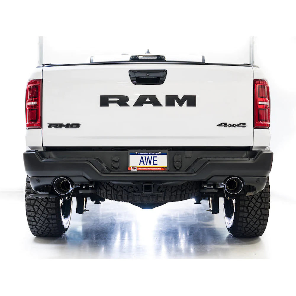 AWE Tuning 2025+ RAM 1500 RHO 3.0 I6 TT 0FG Dual Rear Exit Cat-Back Exhaust - Chrome - product view 4 - AWE part 3015-32630