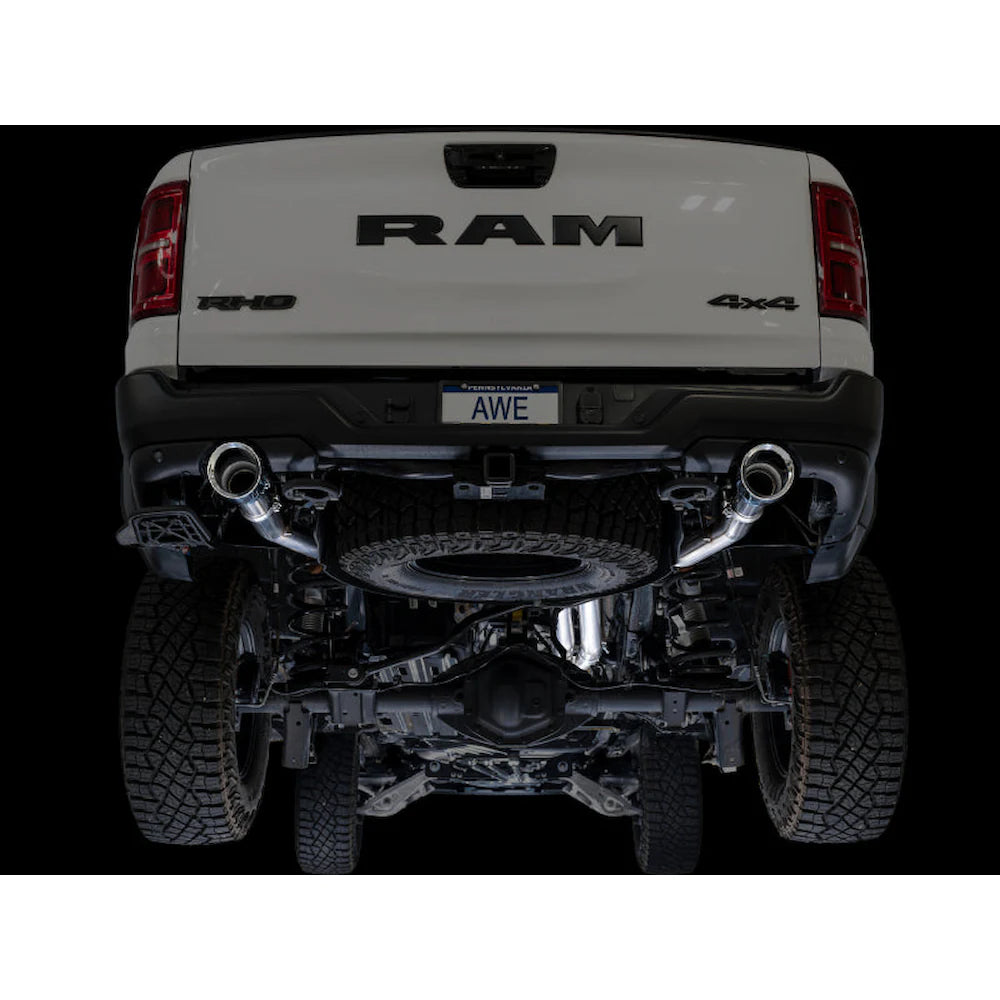 AWE Tuning 2025+ RAM 1500 RHO 3.0 I6 TT 0FG Dual Rear Exit Cat-Back Exhaust - Chrome - product view 12 - AWE part 3015-32630