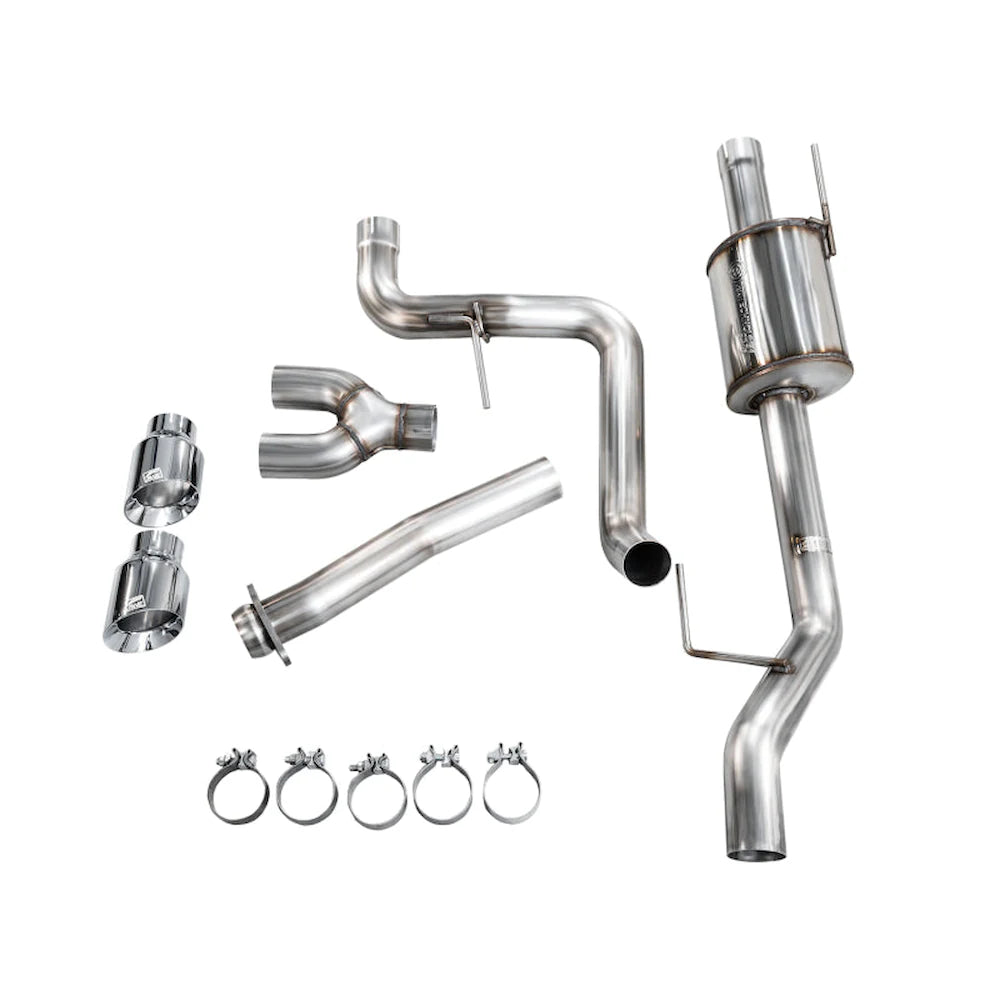 AWE 21-25 Ford F150 (14th Gen Reg Cab) Cat-Back Exhaust - 4.5in Dual Side Exit Chrome - product view 3 - AWE part 3015-32145