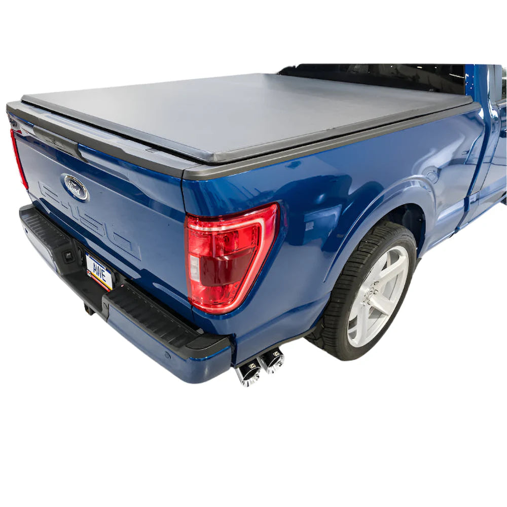 AWE 21-25 Ford F150 (14th Gen Reg Cab) Cat-Back Exhaust - 4.5in Dual Side Exit Chrome - product view 4 - AWE part 3015-32145