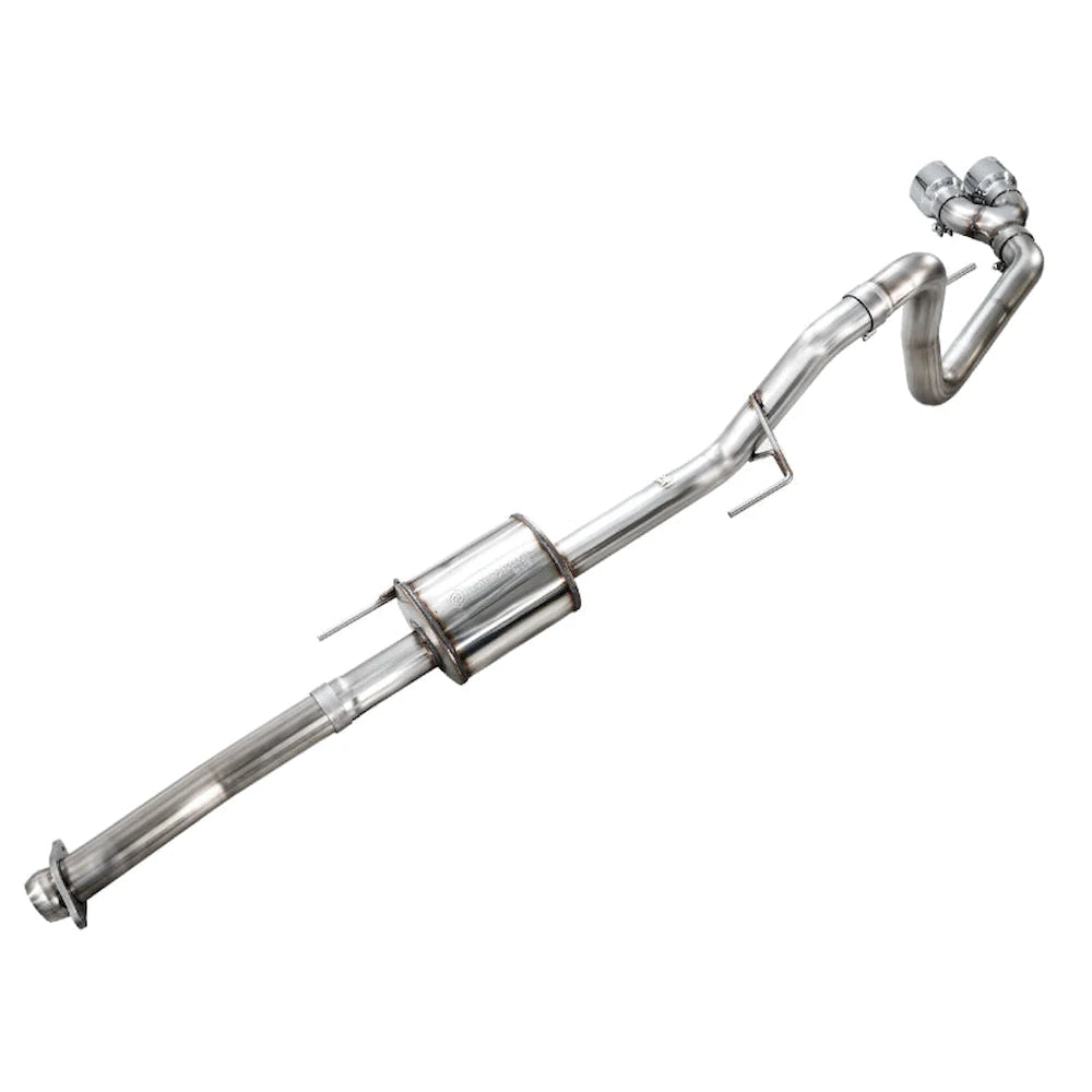 AWE 21-25 Ford F150 (14th Gen Reg Cab) Cat-Back Exhaust - 4.5in Dual Side Exit Chrome - product view 5 - AWE part 3015-32145