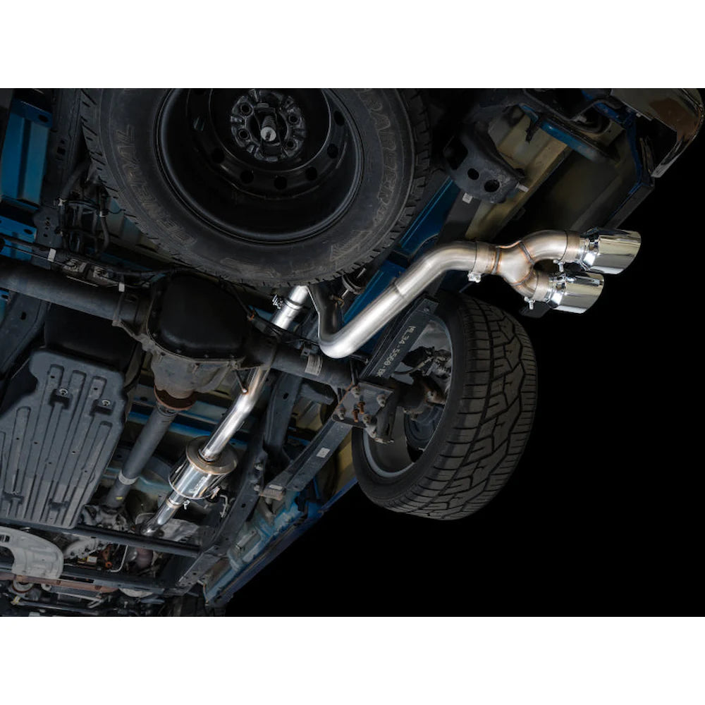 AWE 21-25 Ford F150 (14th Gen Reg Cab) Cat-Back Exhaust - 4.5in Dual Side Exit Chrome - product view 13 - AWE part 3015-32145