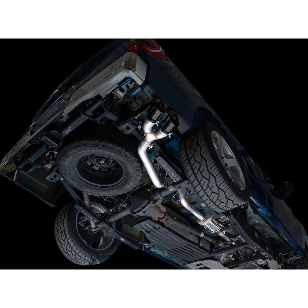 AWE 21-25 Ford F150 (14th Gen Reg Cab) Cat-Back Exhaust - 4.5in Dual Side Exit Diamond - product view 2 - AWE part 3015-33145