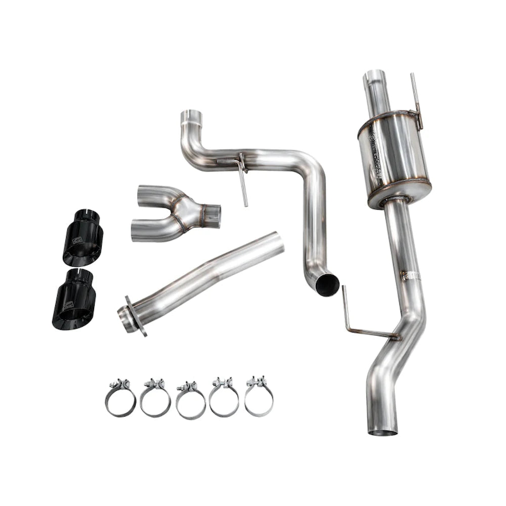 AWE 21-25 Ford F150 (14th Gen Reg Cab) Cat-Back Exhaust - 4.5in Dual Side Exit Diamond - product view 3 - AWE part 3015-33145