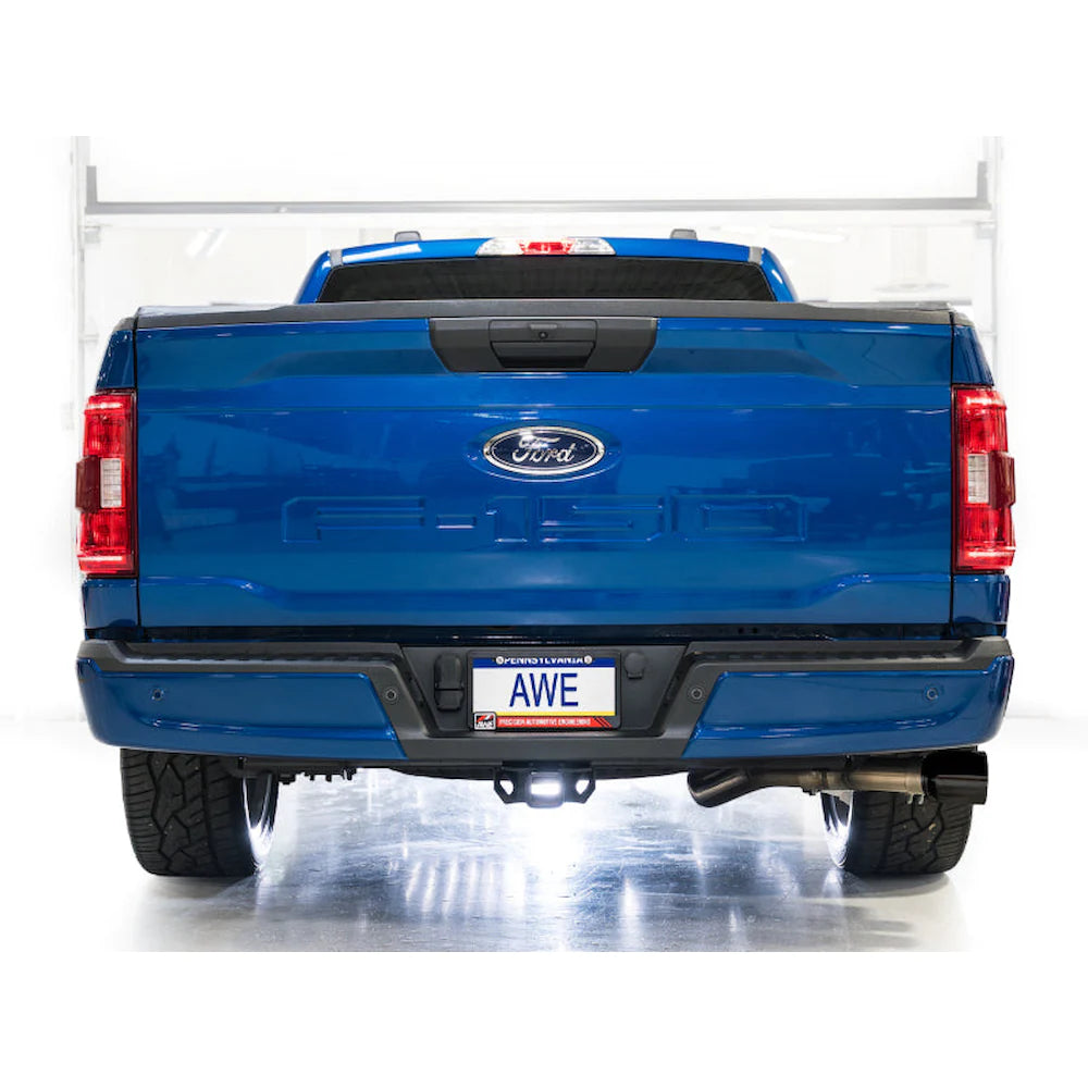 AWE 21-25 Ford F150 (14th Gen Reg Cab) Cat-Back Exhaust - 4.5in Dual Side Exit Diamond - product view 8 - AWE part 3015-33145