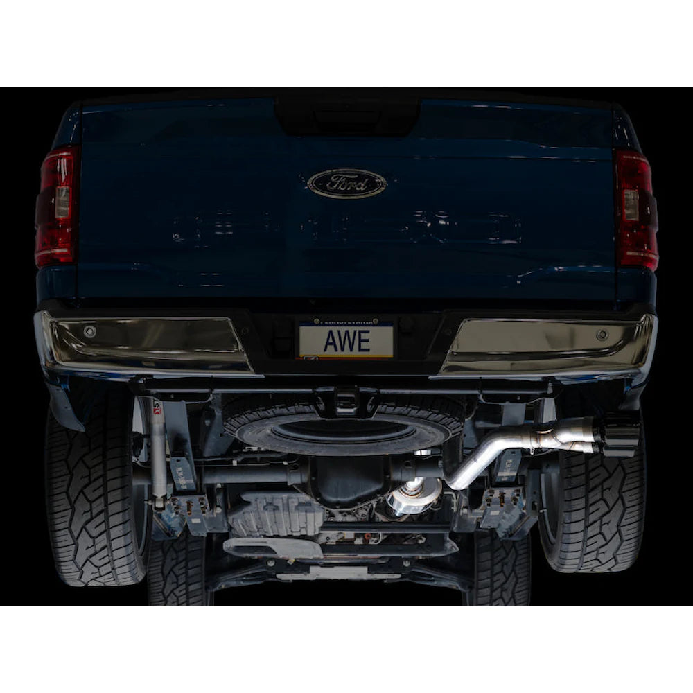 AWE 21-25 Ford F150 (14th Gen Reg Cab) Cat-Back Exhaust - 4.5in Dual Side Exit - product view 13 - AWE part 3015-33145