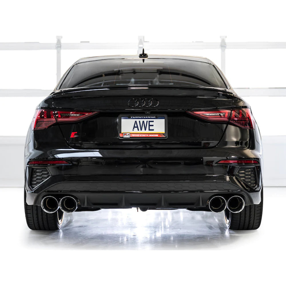 AWE 22-24 Audi 8Y S3 Touring Edition Exhaust - Chrome Silver Tips - product view 3 - AWE part 3015-42897
