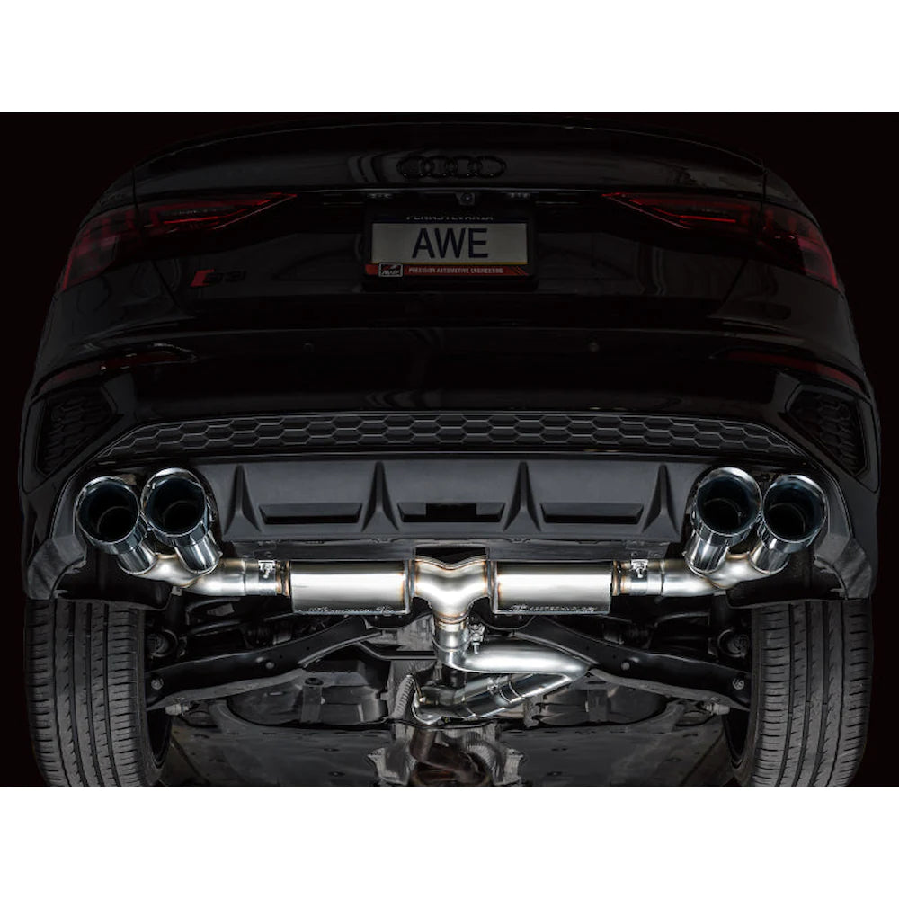 AWE 22-24 Audi 8Y S3 Touring Edition Exhaust - Chrome Silver Tips - product view 8 - AWE part 3015-42897