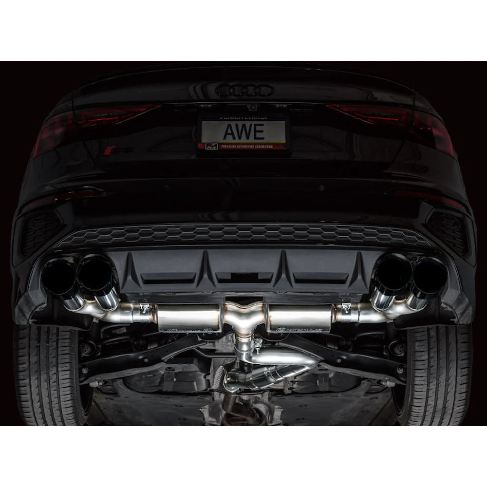 AWE 22-24 Audi 8Y S3 Touring Edition Exhaust - Diamond Black Tips - product view 3 - AWE part 3015-43897