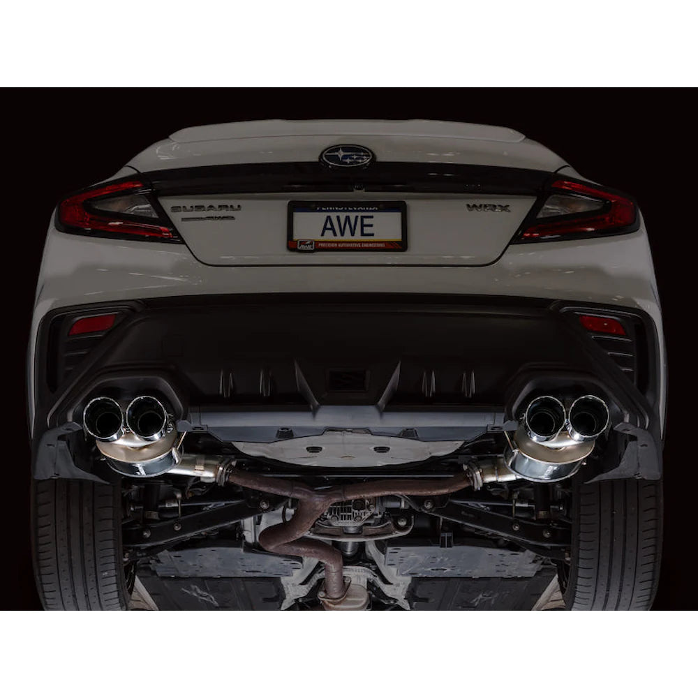 AWE Tuning 22-25 Subaru VB WRX Touring Edition Axle-Back Exhaust - Chrome Silver Tips - product view 10 - AWE part 3015-42424