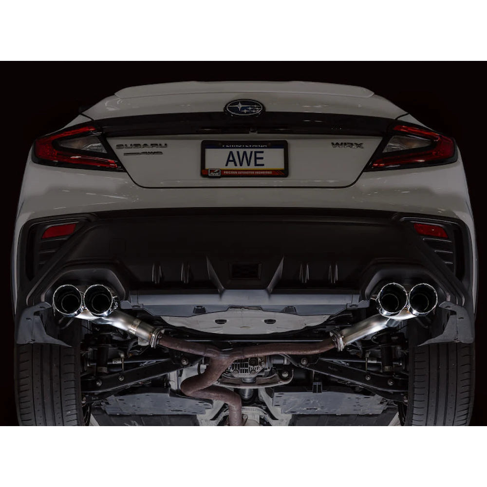 AWE Tuning 22-25 Subaru VB WRX Track Edition Axle-Back Exhaust - Chrome Silver Tips - product view 8 - AWE part 3020-42424