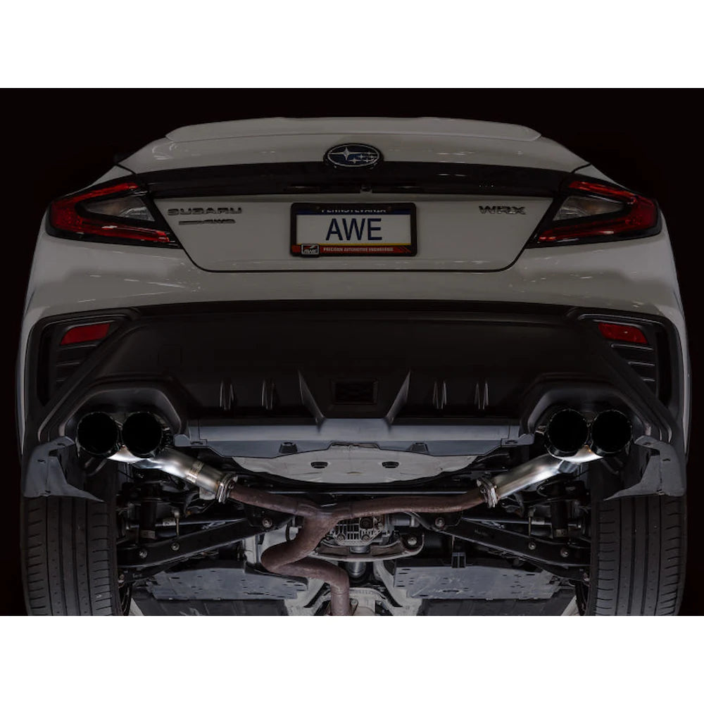 AWE Tuning 22-25 Subaru VB WRX Track Edition Axle-Back Exhaust - Diamond Black Tips - product view 11 - AWE part 3020-43424