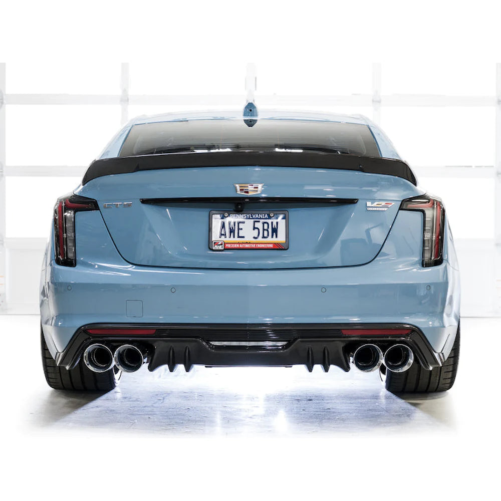 AWE Tuning 22-26 Cadillac CT5-V Blackwing SwitchPath Exhaust - Chrome Silver Tips - product view 8 - AWE part 3025-42562