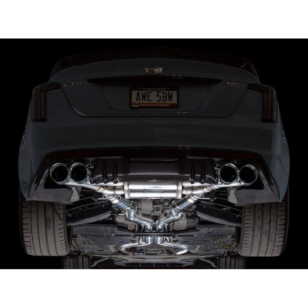 AWE Tuning 22-26 Cadillac CT5-V Blackwing SwitchPath Exhaust - Chrome Silver Tips - product view 20 - AWE part 3025-42562