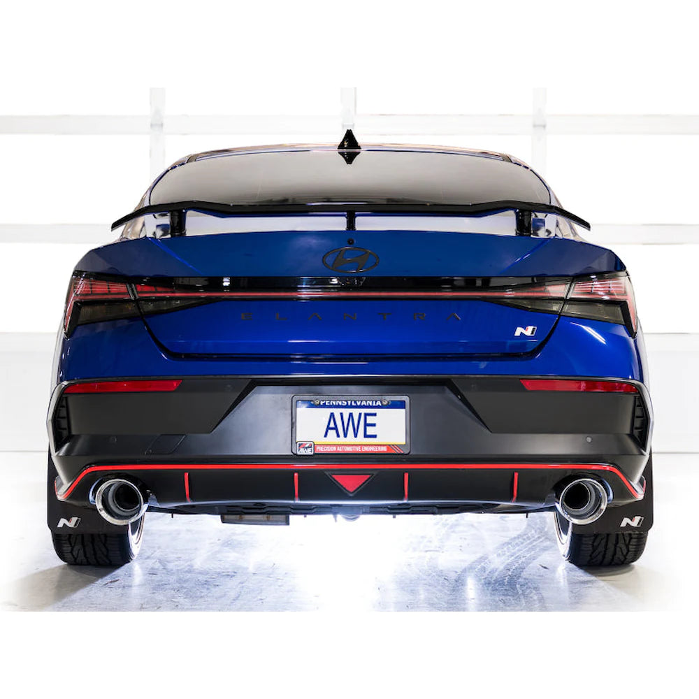 AWE Tuning 22-26 Hyundai Elantra N Track Edition Cat-Back Exhaust - Chrome Silver Tips - product view 6 - AWE part 3020-32237