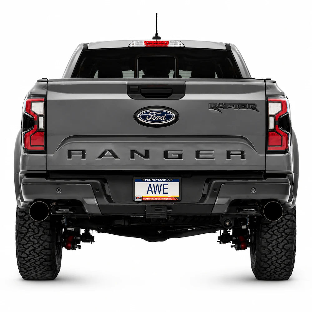 AWE 2024+ Ford Ranger Raptor 3.0L Switchpath Cat-Back Exhaust - Diamond Black Tips - product view 4 - AWE part 3025-33306