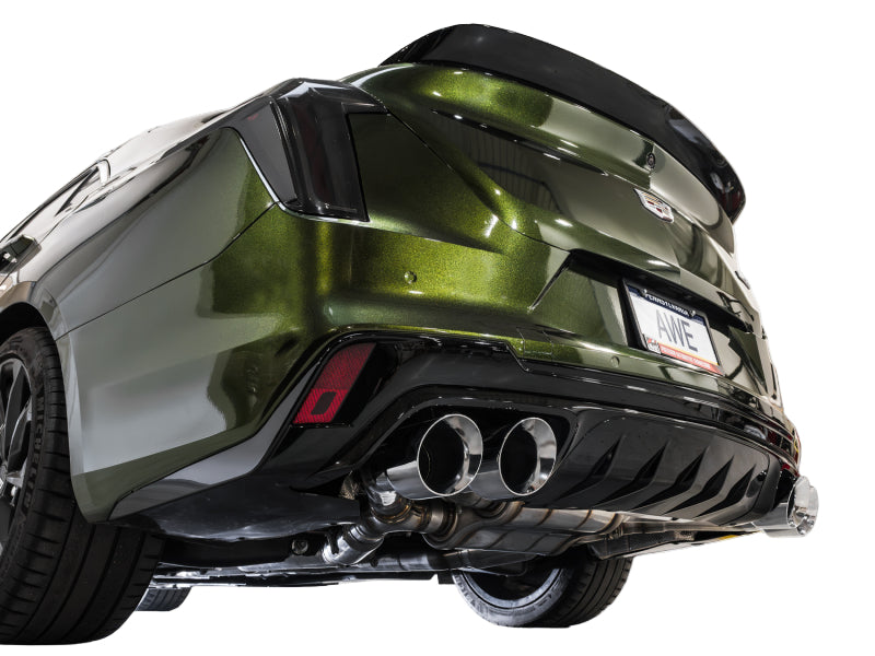 AWE SwitchPath exhaust system with chrome silver tips for Cadillac CT4-V Blackwing