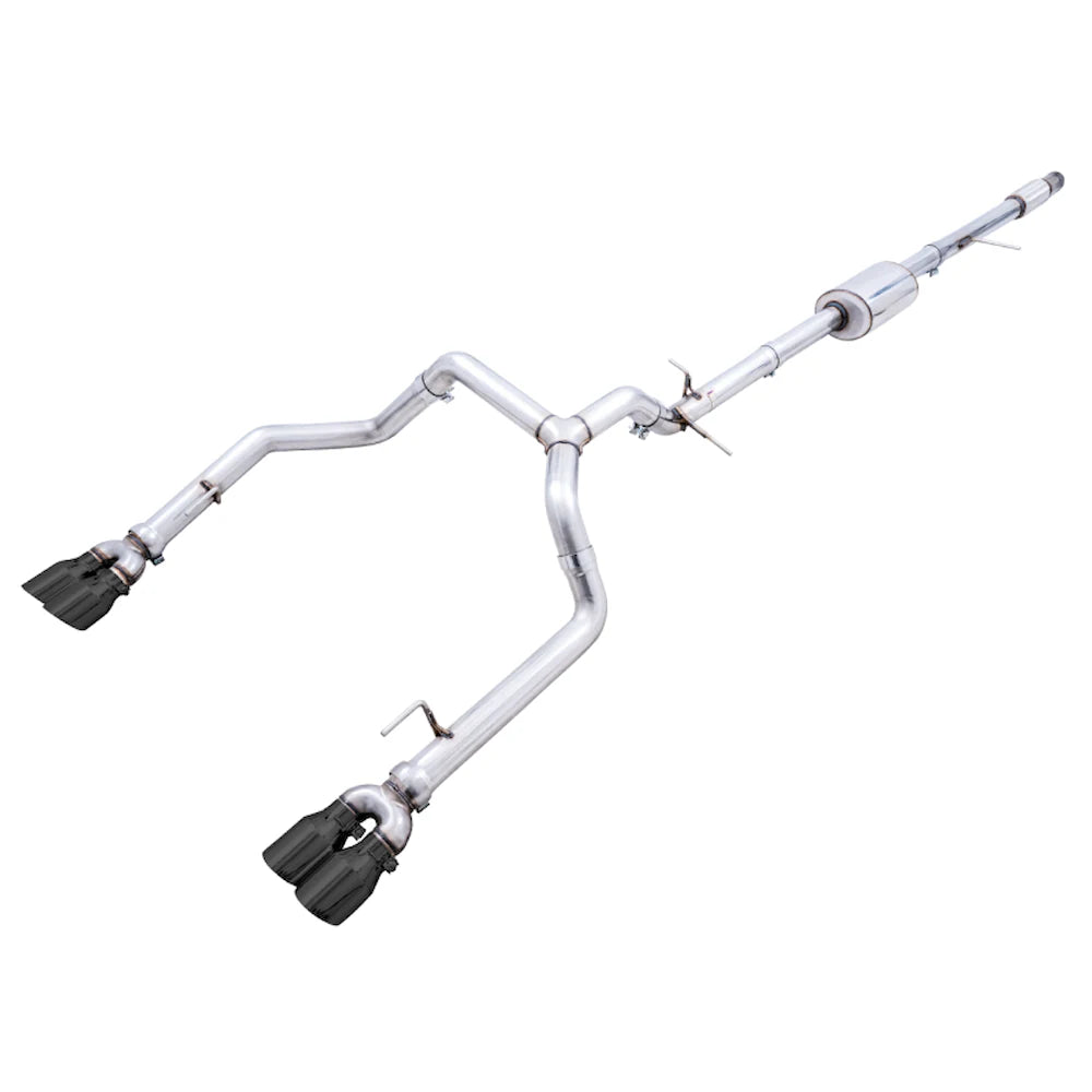 AWE Tuning 4th Gen GM 1500 5.3L 0FG Catback Split Rear Exit (w/ Bumper Cutouts) - Quad Diamond Tips - AWE part 3015-43202