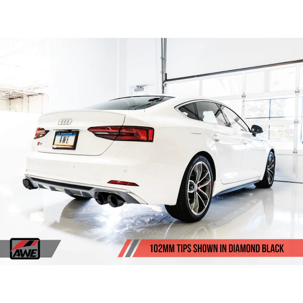 AWE Tuning Audi B9 S5 Sportback Track Edition Exhaust - Non-Resonated (Black 102mm - product view 2 - AWE part 3010-43062