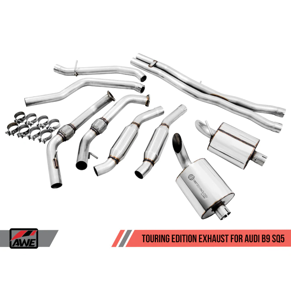 AWE Tuning Audi B9 SQ5 Resonated Touring Edition Cat-Back Exhaust - No Tips (Turn - product view 7 - AWE part 3015-31016
