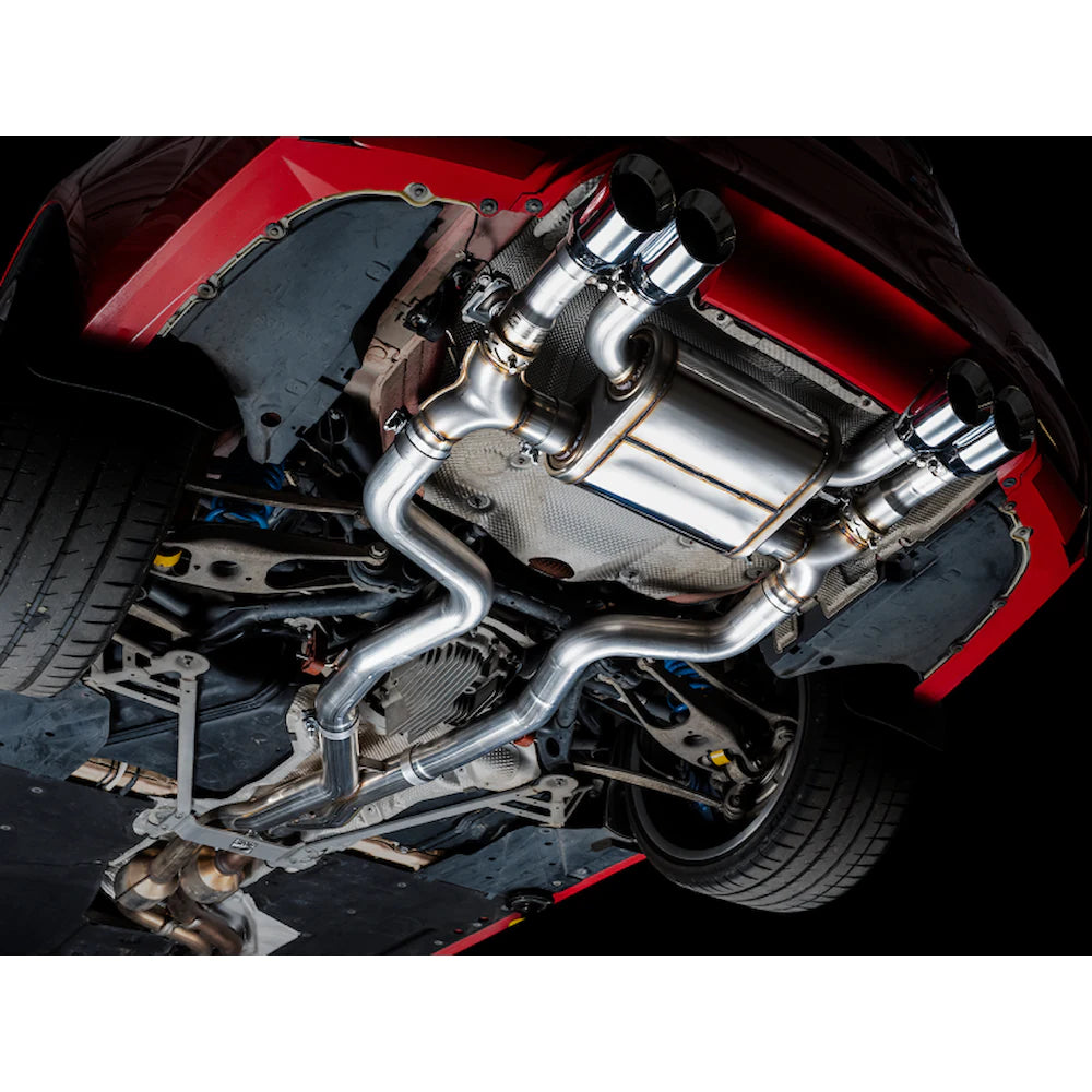 AWE Tuning Track Edition Catback Exhaust for BMW F8X M3/M4 - 4" Chrome Silver Tips - product view 17 - AWE part 3020-42082