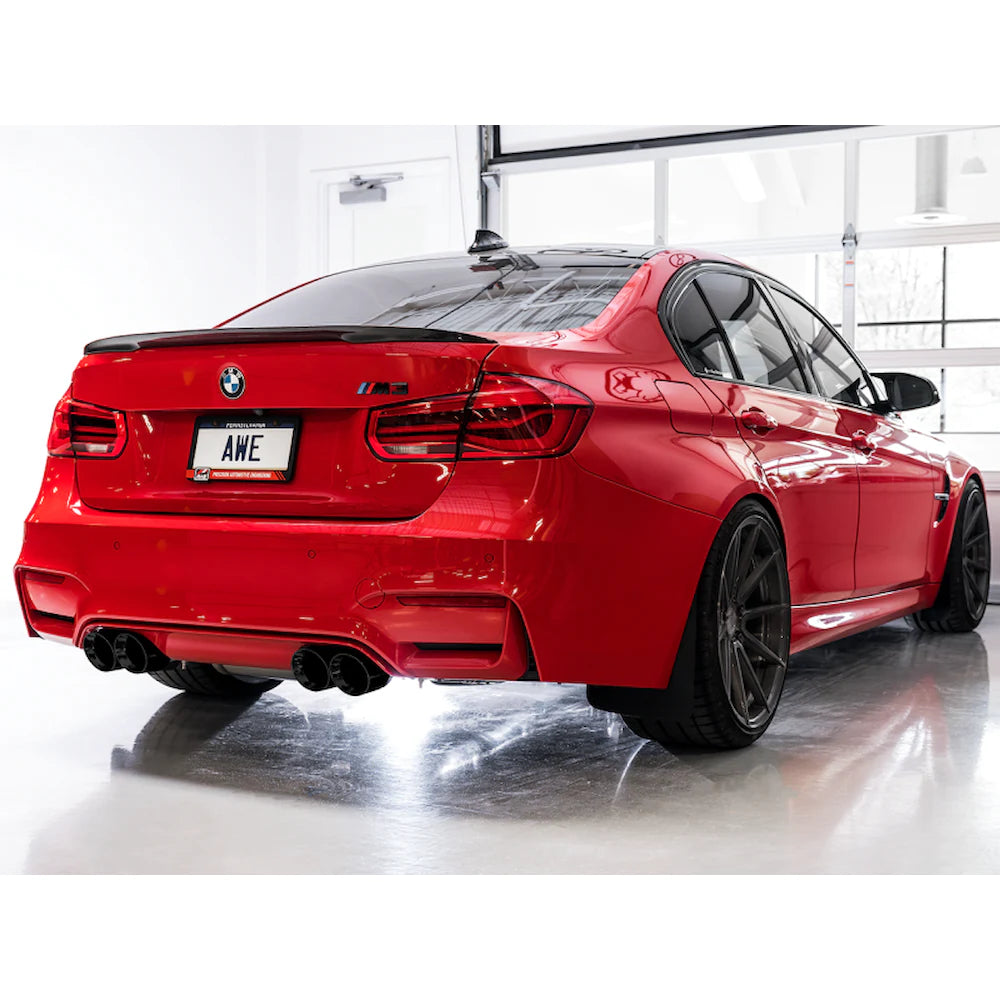 AWE Tuning Track Edition Catback Exhaust for BMW F8X M3/M4 - 4" Chrome Silver Tips - product view 20 - AWE part 3020-42082
