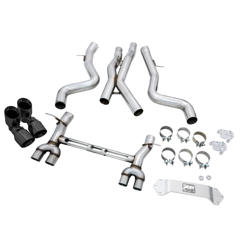 AWE Tuning BMW F8X M3/M4 Track Edition Catback Exhaust - Diamond Black Tips - AWE part 3020-43087