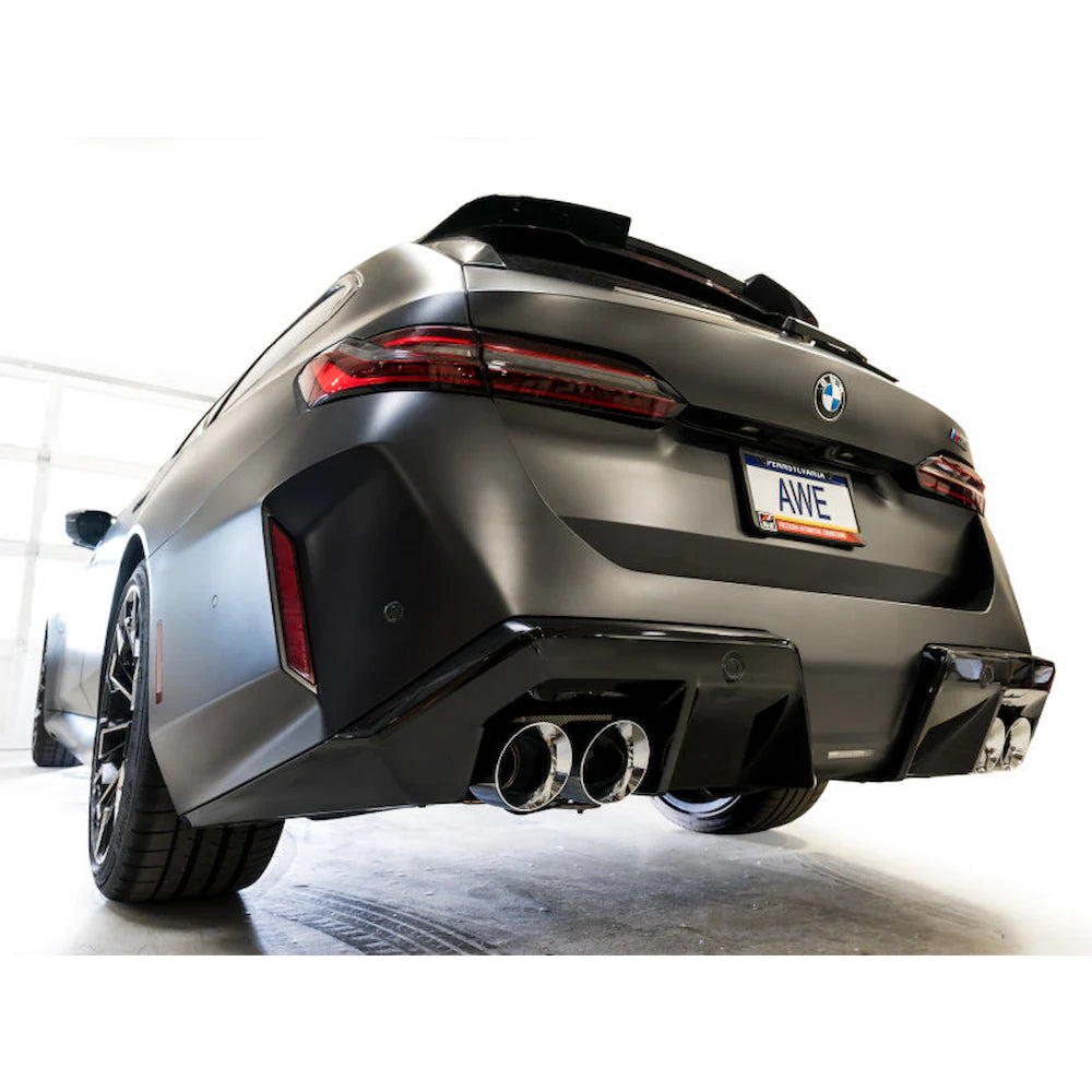 AWE Tuning BMW G90/G99 M5 Touring Edition Cat-Back Exhaust - Chrome Silver Tips - product view 6 - AWE part 3015-42790