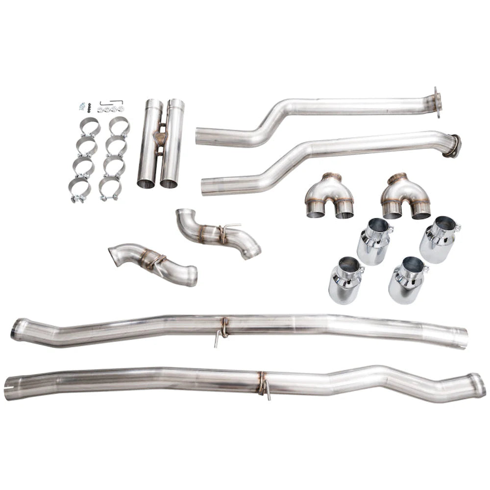 AWE Tuning BMW G90/G99 M5 Track Edition Cat-Back Exhaust - Chrome Silver Tips - product view 5 - AWE part 3020-42790