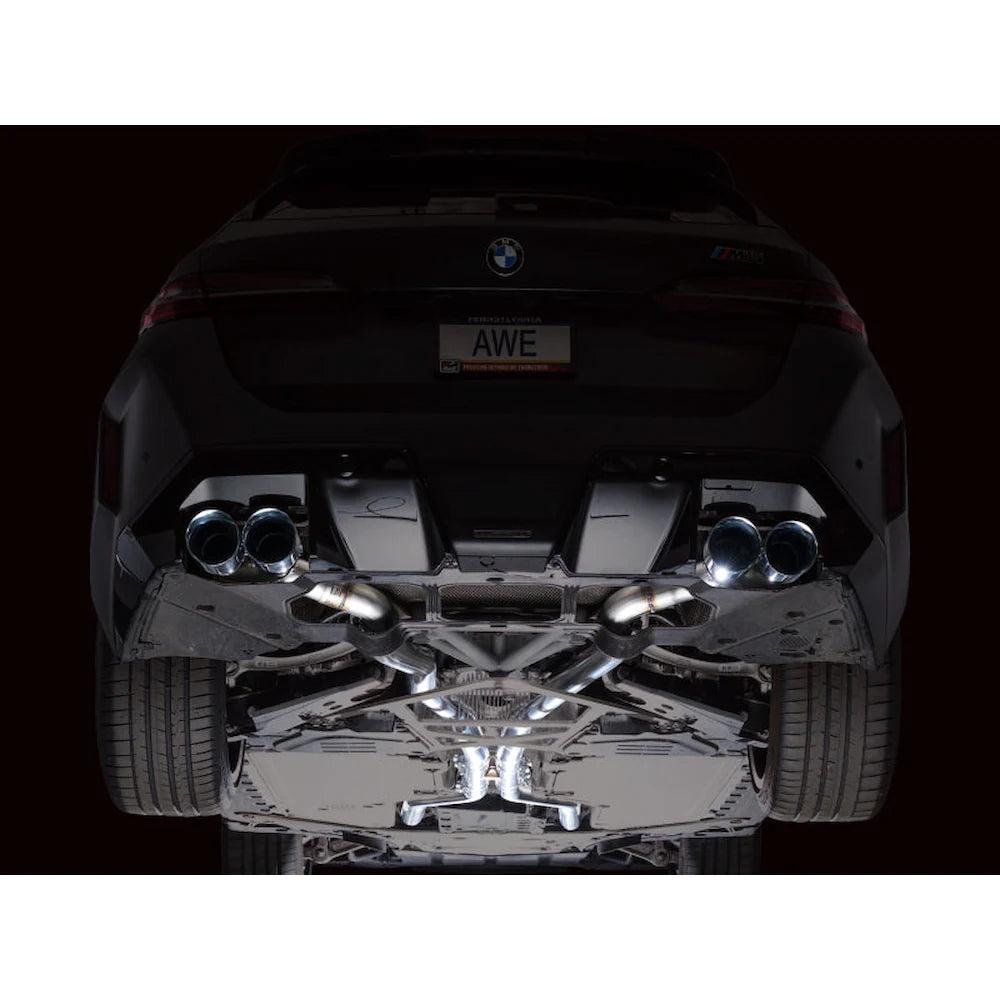 AWE Tuning BMW G90/G99 M5 Track Edition Cat-Back Exhaust - Chrome Silver Tips - product view 18 - AWE part 3020-42790