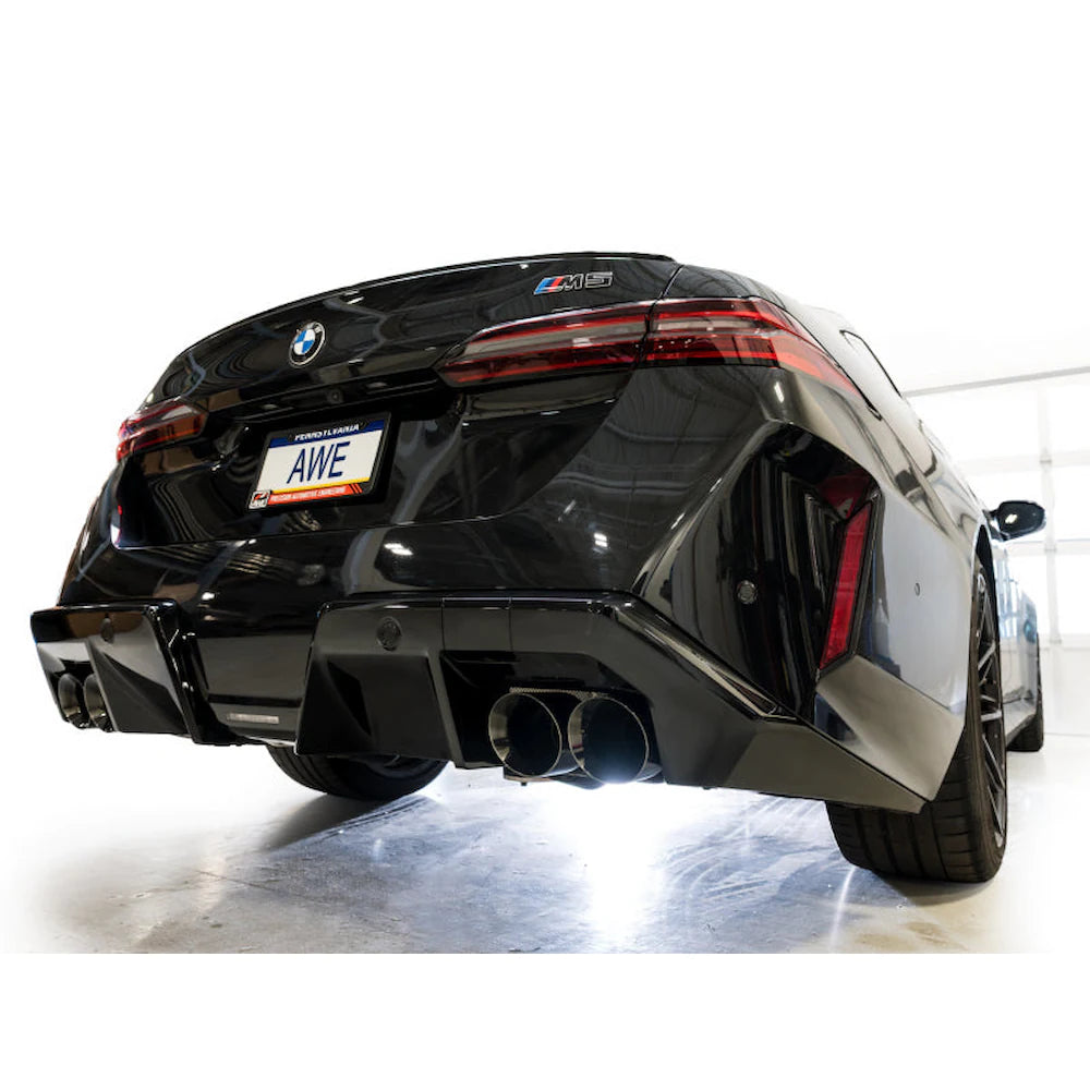 AWE Tuning BMW G90/G99 M5 Track Edition Cat-Back Exhaust - Diamond Black Tips - product view 8 - AWE part 3020-43790