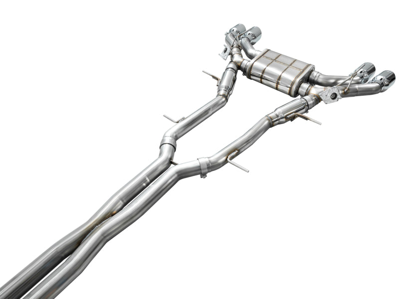 AWE precision mid-pipe merge on SwitchPath CT4-V Blackwing exhaust