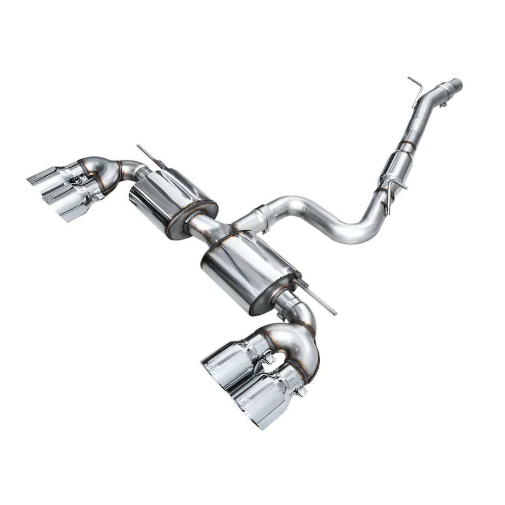 AWE MK8 Volkswagen Golf R 3in Touring Edition Quad Exhaust - Chrome Silver Tips - AWE part 3015-42658