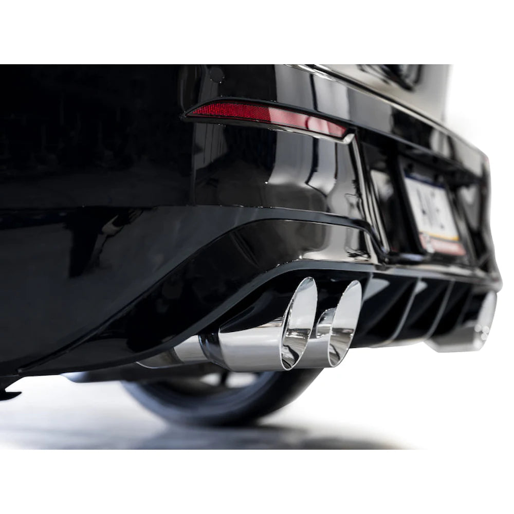AWE MK8 Volkswagen Golf R 3in Touring Edition Quad Exhaust - Chrome Silver Tips - product view 6 - AWE part 3015-42658