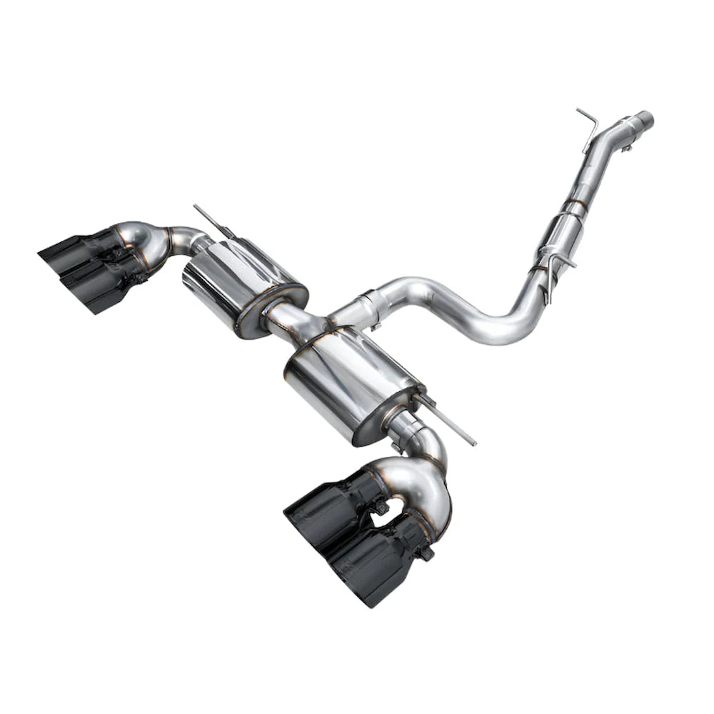 AWE MK8 Volkswagen Golf R 3in Touring Edition Quad Exhaust - Diamond Black Tips - AWE part 3015-43658