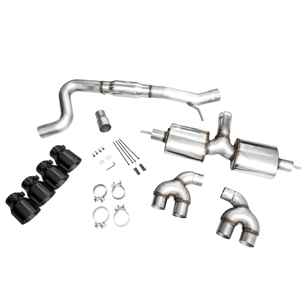 AWE MK8 Volkswagen Golf R 3in Touring Edition Quad Exhaust - Diamond Black Tips - product view 14 - AWE part 3015-43658