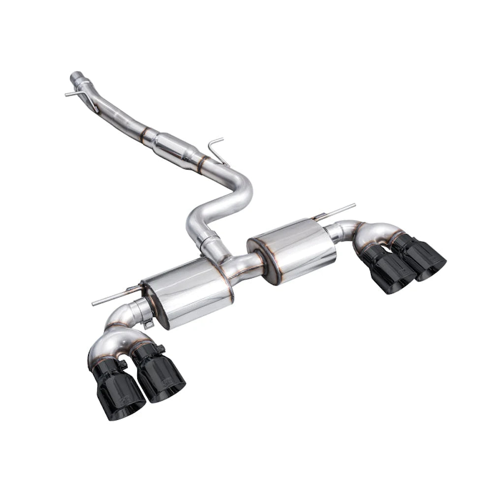 AWE MK8 Volkswagen Golf R 3in Touring Edition Quad Exhaust - Diamond Black Tips - product view 15 - AWE part 3015-43658