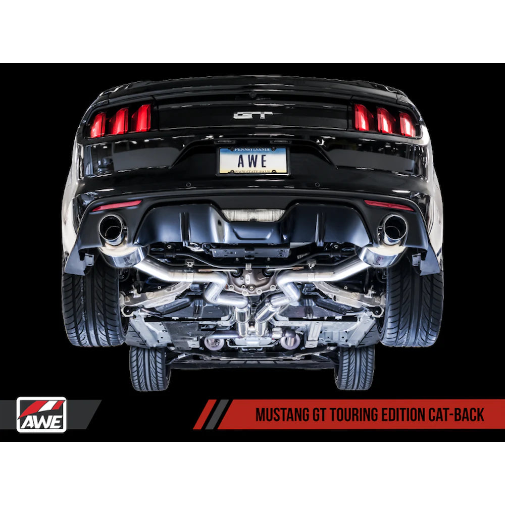 AWE Tuning S550 Mustang GT Cat-back Exhaust - Touring Edition (Diamond Black Tips) - product view 2 - AWE part 3015-33084