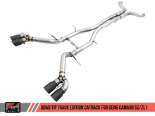 Load image into Gallery viewer, AWE Tuning 16-19 Chevy Camaro SS Non-Res Cat-Back Exhaust - Track Edition (Quad Diamond Black Tips) - Black Ops Auto Works