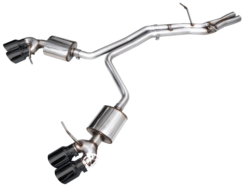 Full view of AWE Tuning 2022+ Porsche Macan 2.9TT Touring Edition Catback Exhaust with quad diamond black tips