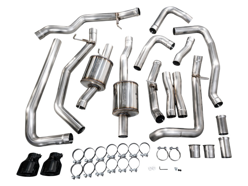 AWE Tuning AWE Tuning 2025+ RAM 1500 RHO 3.0 I6 TT 0FG Dual Rear Exit Cat-Back Exhaust - Diamond Black Tips