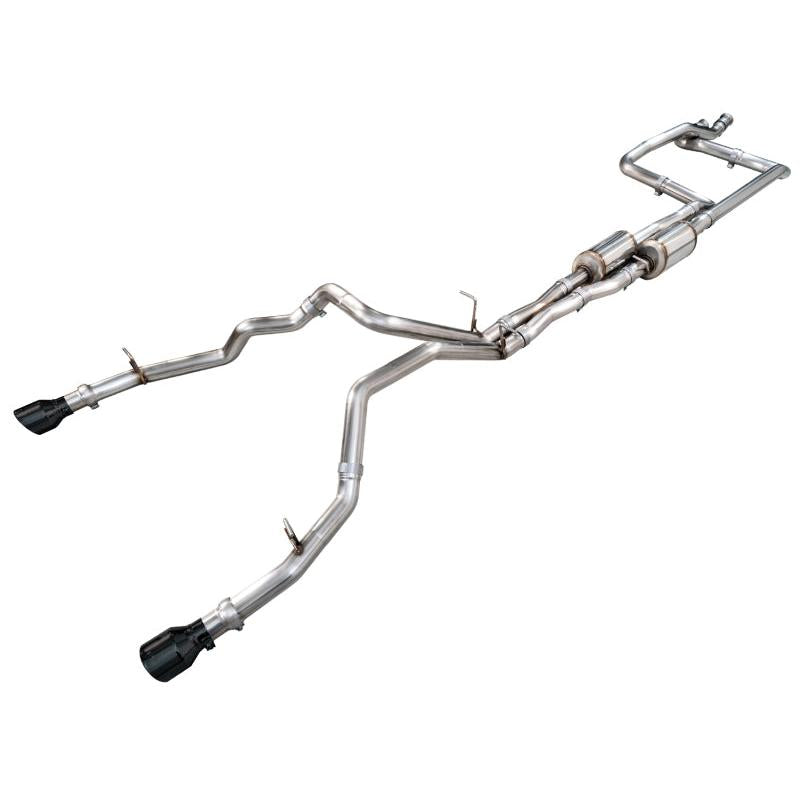 AWE Tuning AWE Tuning 2025+ RAM 1500 RHO 3.0 I6 TT 0FG Dual Rear Exit Cat-Back Exhaust - Diamond Black Tips