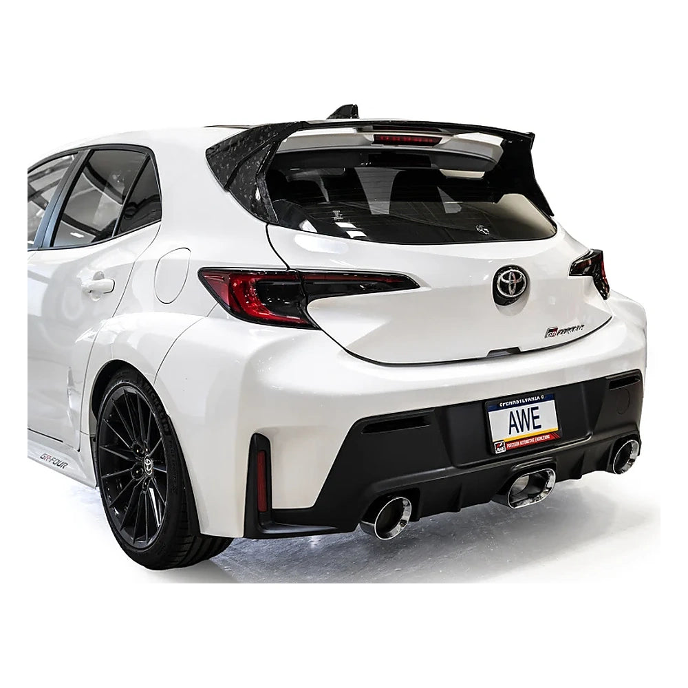 AWE Touring Edition Exhaust for 2023-2024 Toyota GR Corolla - Chrome Tips, mounted 5