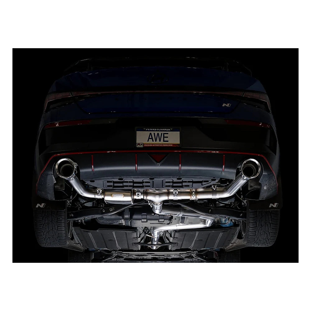 AWE SwitchPath Exhaust for 2022-2026 Hyundai Elantra N - Chrome Tips, mounted 10