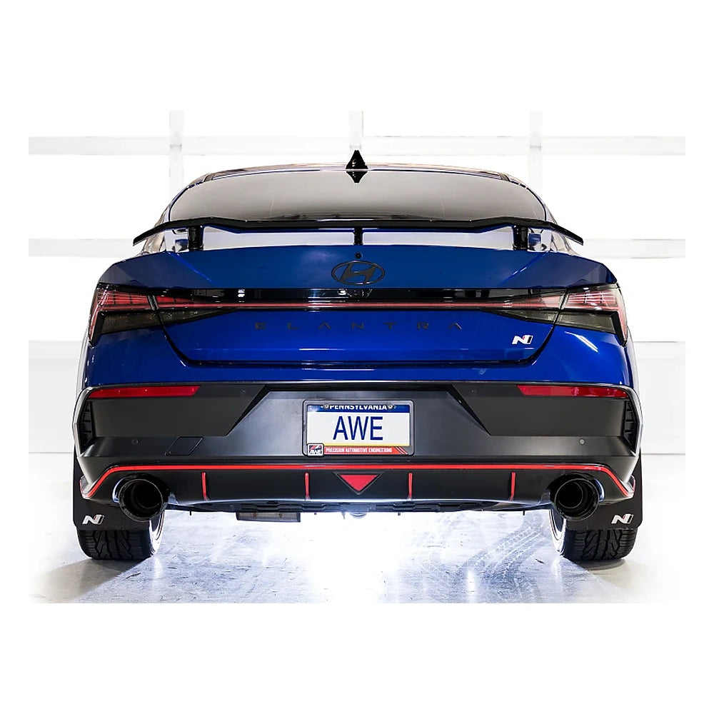 AWE SwitchPath Exhaust for 2022-2026 Hyundai Elantra N - Black Tips, mounted 3