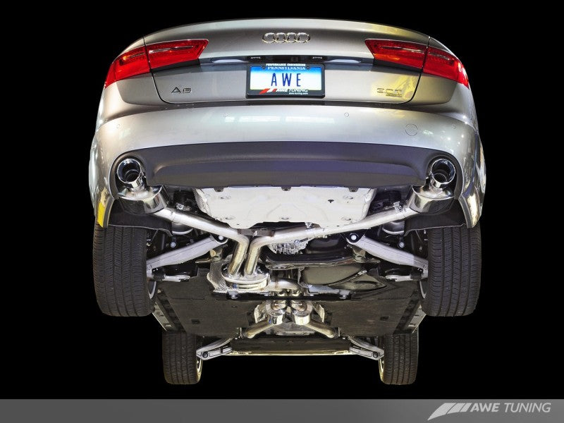 AWE Tuning Audi C7 A6 3.0T Touring Edition Exhaust - Dual Outlet Diamond Black Tips - Black Ops Auto Works
